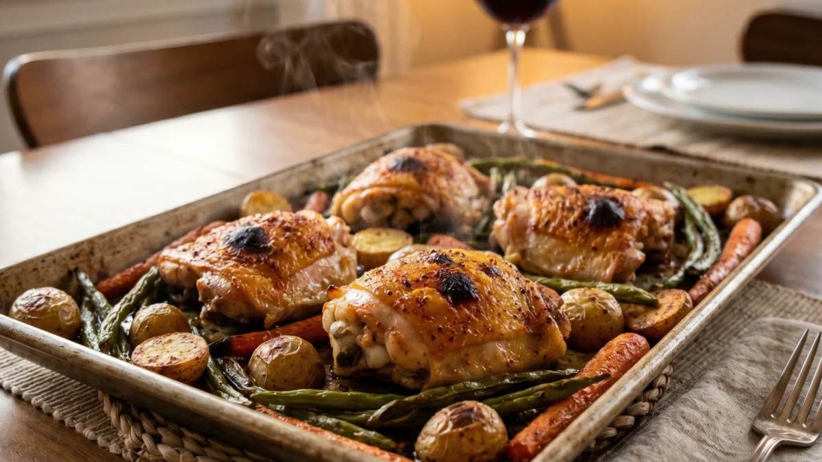 Crispy Oven Baked Bone In Chicken Thighs with Golden Crackle Skin