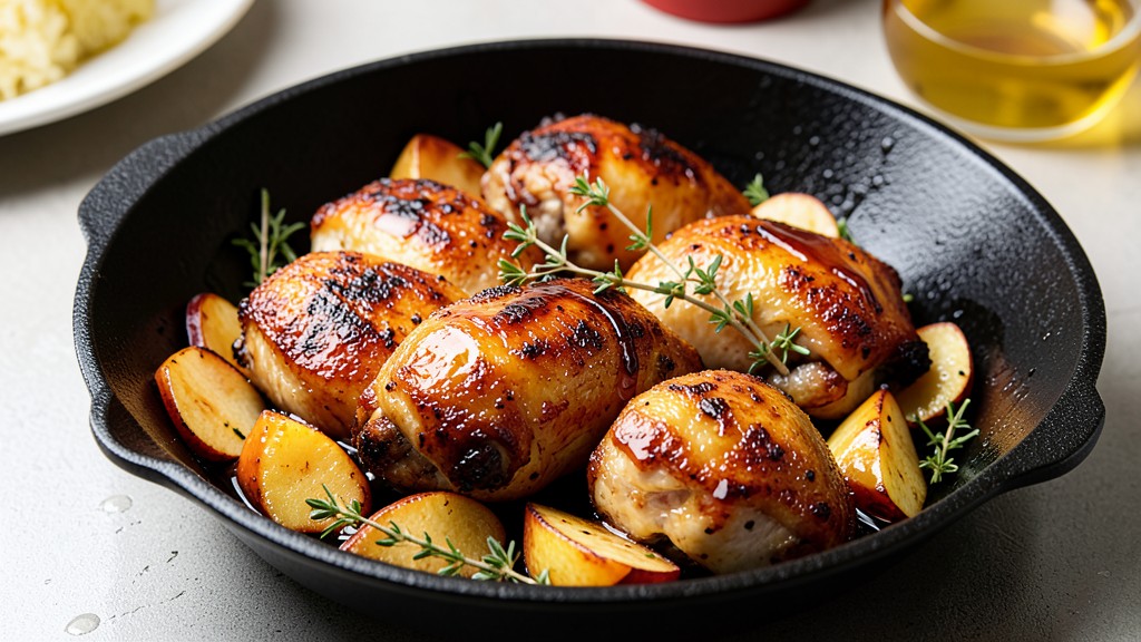 Apple Cider Glazed Chicken Thighs Skillet Dinner