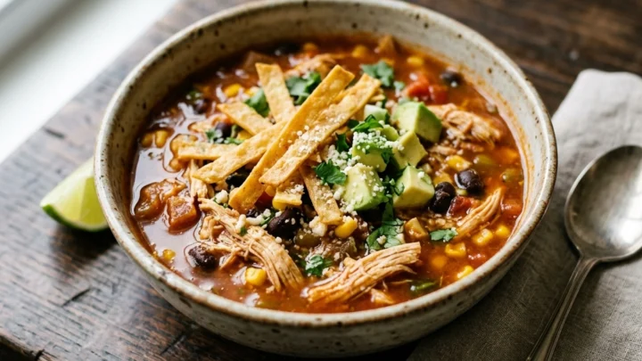 Authentic Chicken Tortilla Soup with Fire Roasted Chiles and Lime