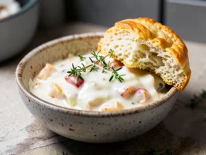 Creamy Crockpot Chicken Pot Pie with Flaky Biscuits