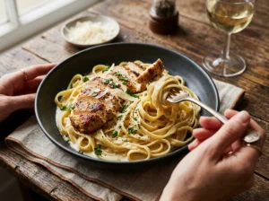 Garlic Olive Oil Chicken Pasta (No Heavy Cream, Light and Fresh)