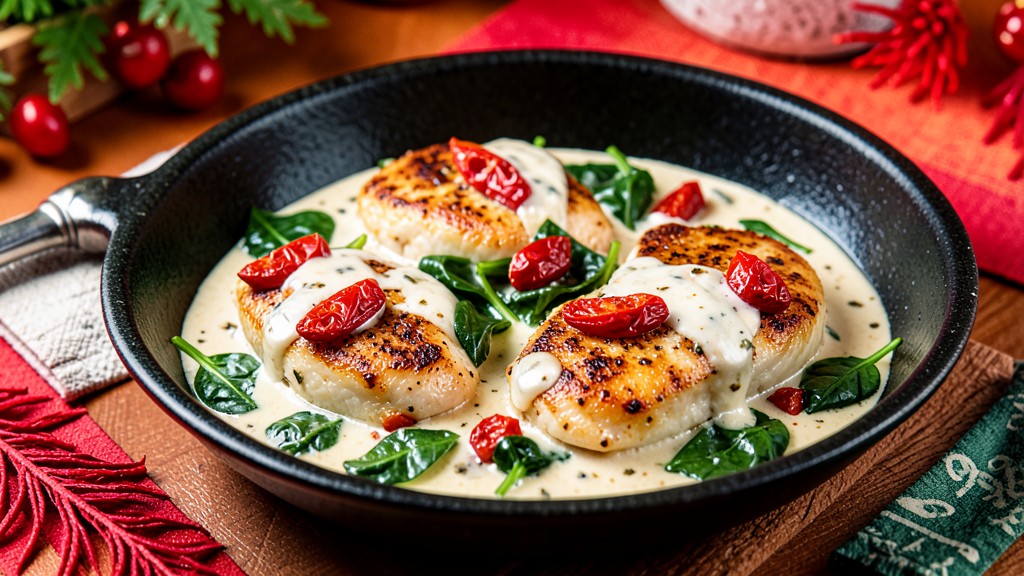 Creamy Tuscan Chicken with Sun Dried Tomatoes and Spinach