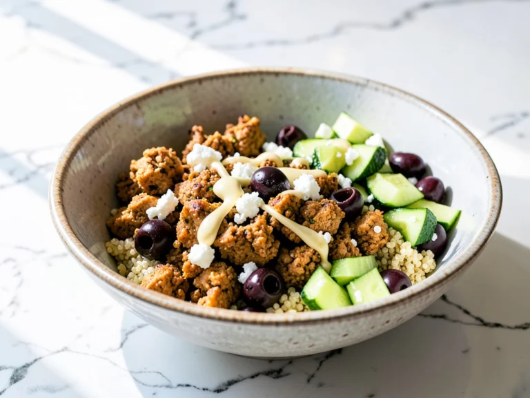 Mediterranean Ground Chicken Greek Bowls