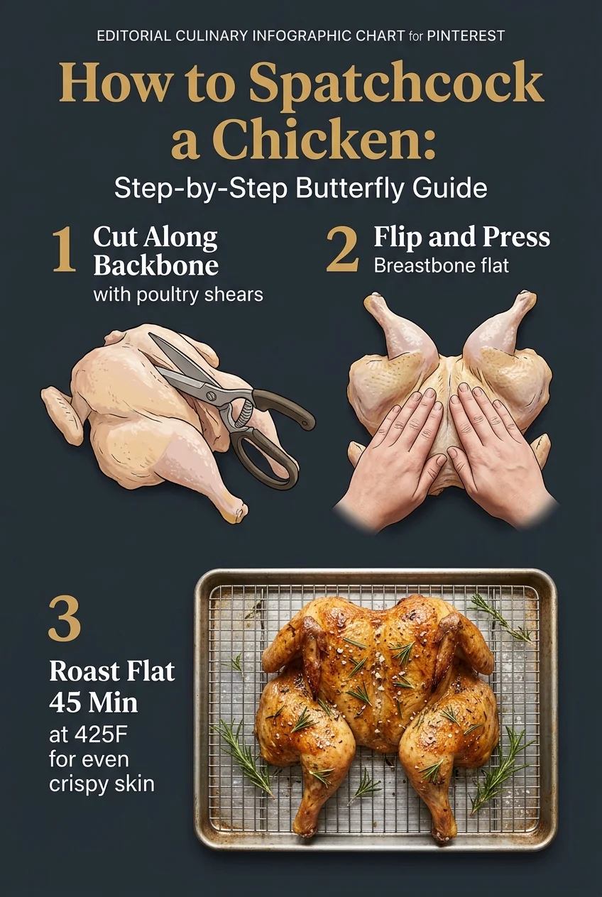 How to Spatchcock Chicken Step-by-Step Infographic