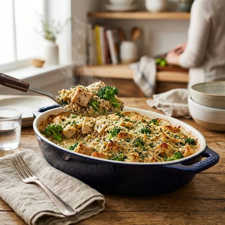 High Protein Chicken Casserole (45g Protein, Broccoli and Brown Rice)