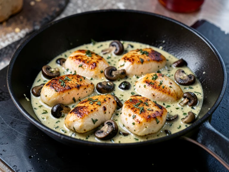 Keto Garlic Mushroom Chicken Skillet Bites